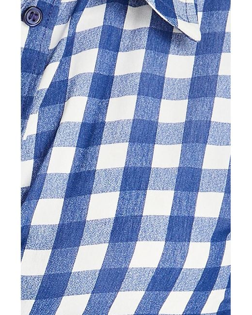Jacquemus Blue Vichy Cropped Gingham Crepe Shirt