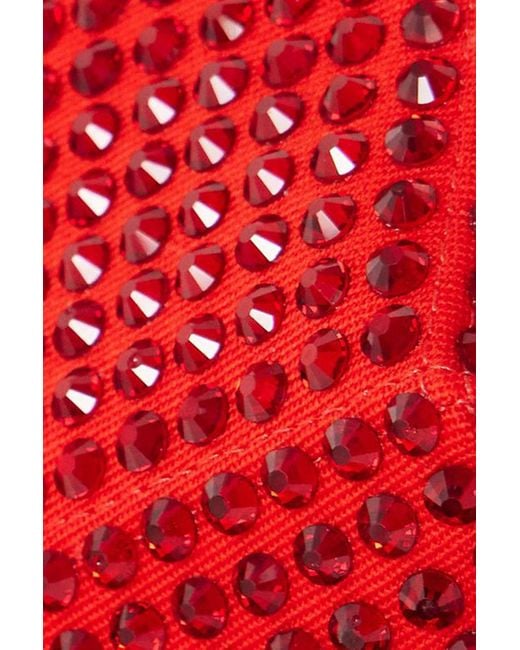 Area Red Crystal-embellished Wool-blend Mini Dress