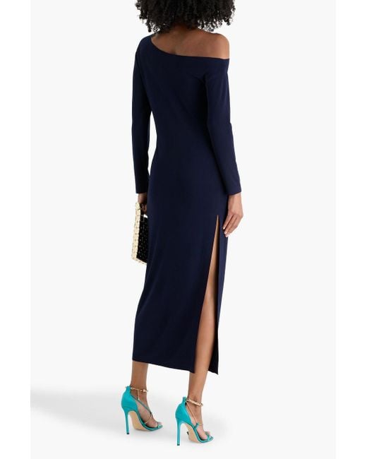 Norma Kamali Blue Off-The-Shoulder Stretch-Jersey Midi Dress