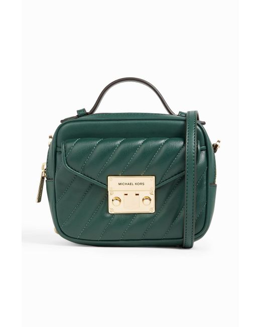 MICHAEL Michael Kors Quilted Faux Leather Shoulder Bag in Green | Lyst