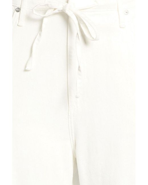 Rag & Bone White Phoebe Broderie Anglaise-Trimmed Mid-Rise Wide-Leg Jeans