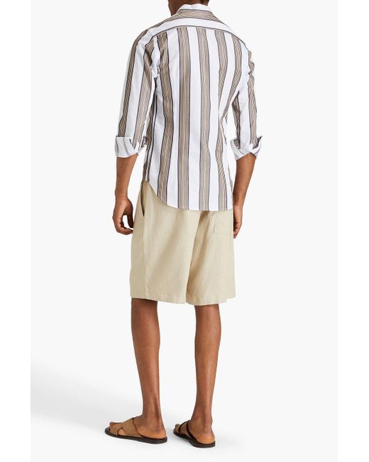 Canali Natural Striped Cotton-poplin Shirt for men