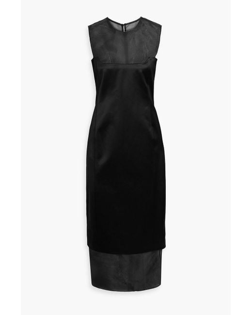 Khaite Black Dissa Silk-Organza And Cotton-Blend Midi Dress