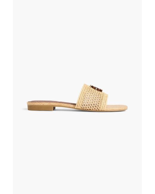 Jonathan Simkhai White Delphi Appliquéd Raffia Slides