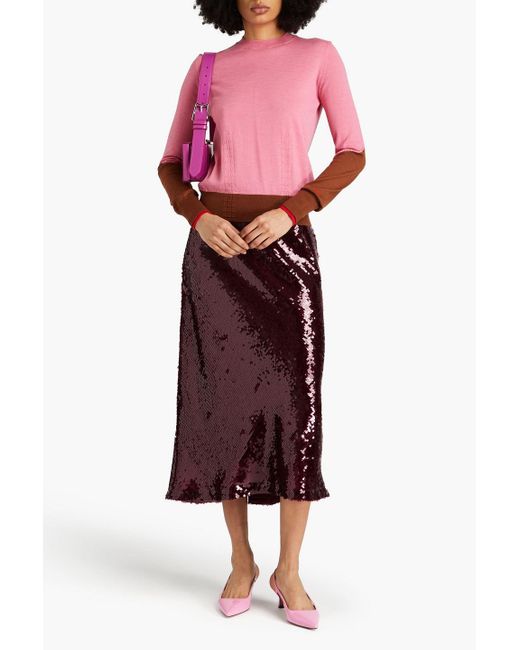 Victoria Beckham Pink Color-block Wool Sweater