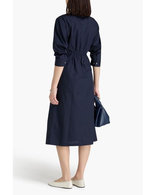 Theory Blue Poplin Midi Shirt Dress