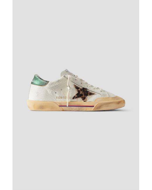Golden Goose Deluxe Brand White Superstar Penstar Distressed Rubber-Trimmed Leather Sneakers