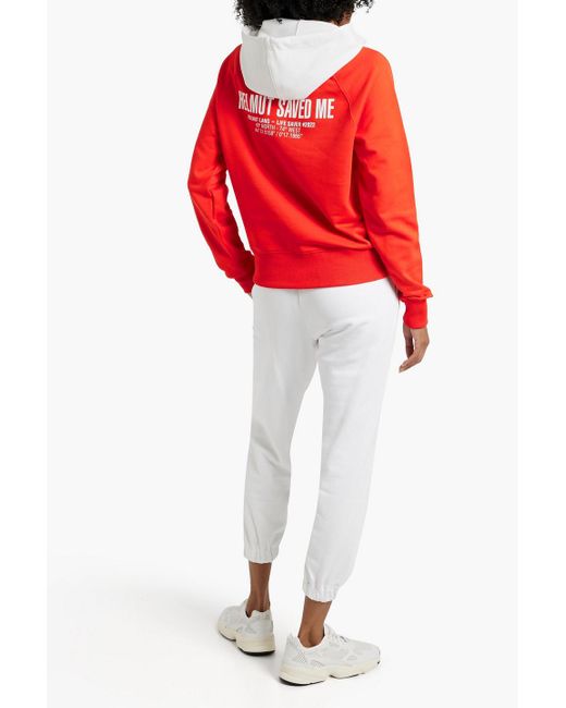 Helmut Lang Red Printed French Cotton-terry Hoodie