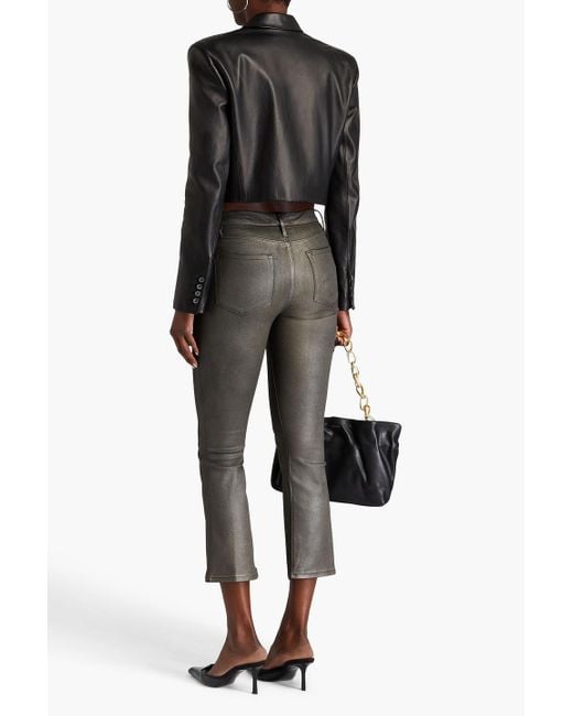 FRAME Gray Le Crop Mini Boot Coated High-rise Bootcut Jeans