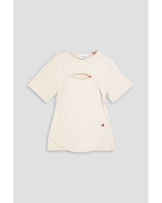 Victoria Beckham Natural Embroidered Cutout Cotton-jersey T-shirt