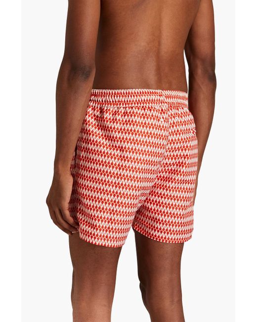 Frescobol Carioca Red Sport Short-length Printed Swim Shorts for men