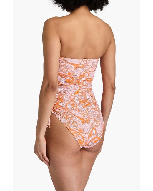 Melissa Odabash Orange Sydney geraffter bandeau-badeanzug mit print