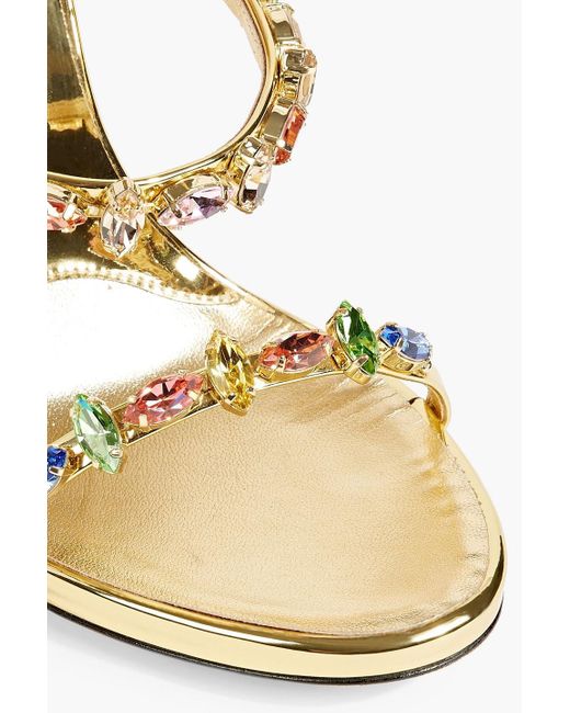 Giuseppe Zanotti White Harmony Jeweled Crystal-embellished Faux Mirrored-leather Sandals