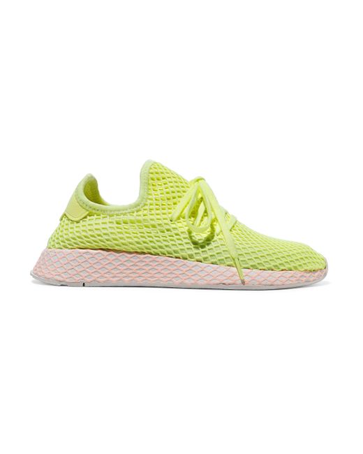 Adidas Originals Deerupt Runner Suede-trimmed Neon Mesh Sneakers Bright Yellow