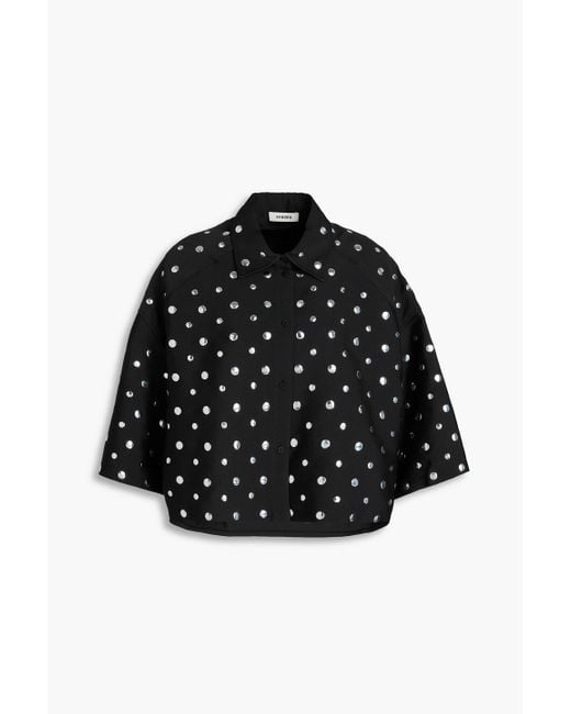 Sandro Black Cropped Studded Faille Shirt