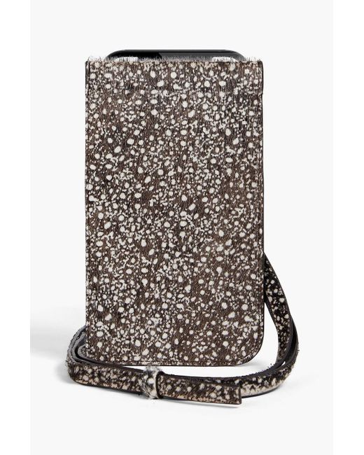 Lemaire Brown Printed Calf-hair And Pebbled-leather Phone Pouch for men