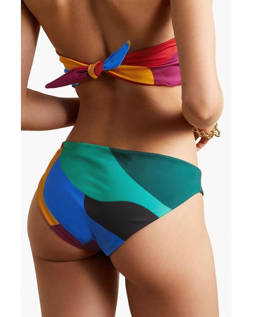 Mara Hoffman Blue Zoa halbhohes bikini-höschen mit print