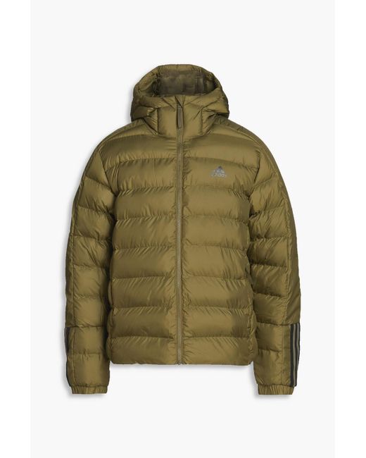 Adidas Originals Green Itavic Quilted Shell Hooded Jacket for men