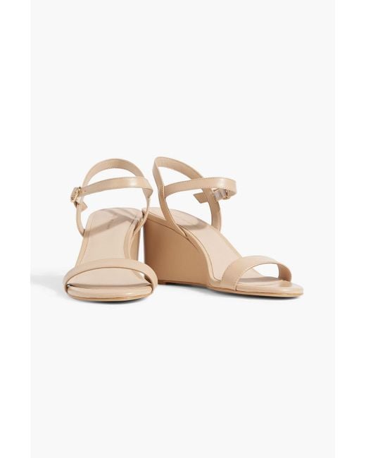 Stuart Weitzman White Dancer 75 Leather Wedge Sandals
