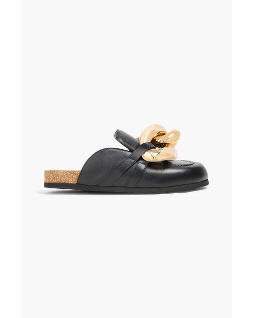 J.W. Anderson Black Clogs aus leder mit kettenverzierung
