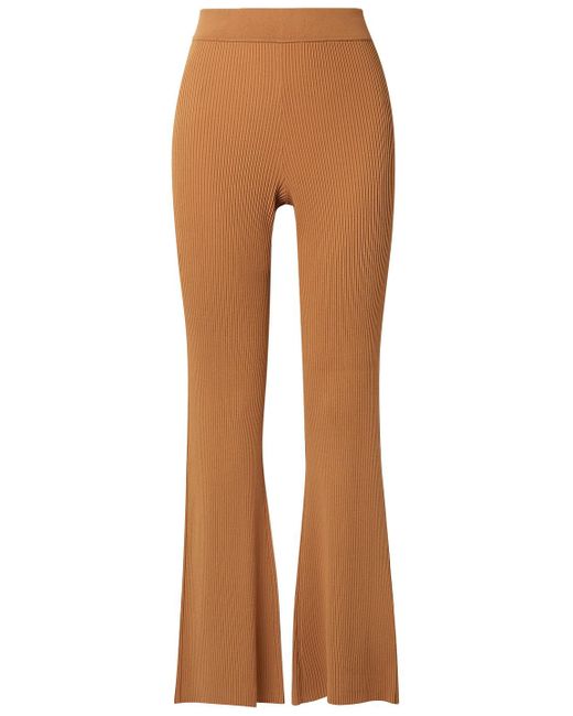 A.L.C. Synthetic Ribbedknit Bootcut Pants in Brown Lyst