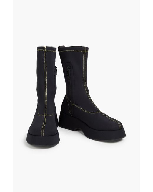 Ganni Black Sock boots aus neopren mit kontrastnähten