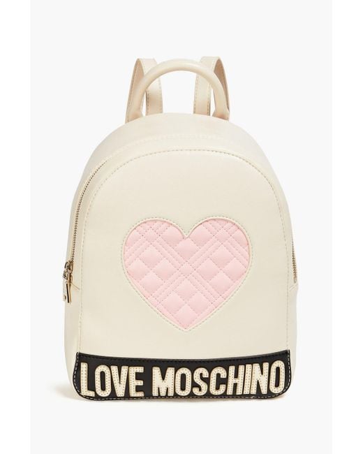 Love Moschino Natural Quilted Color-block Faux Leather Backpack
