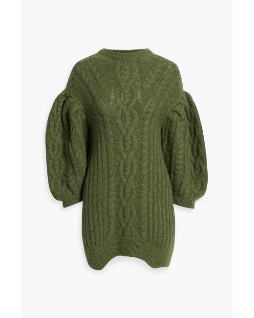Simone Rocha Green Cable-knit Alpaca-blend Sweater