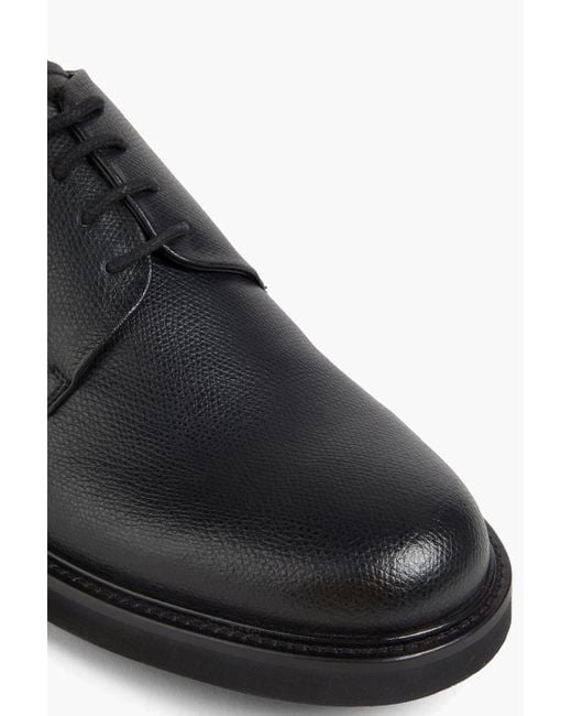 Emporio Armani Black Pebbled-leather Derby Shoes for men