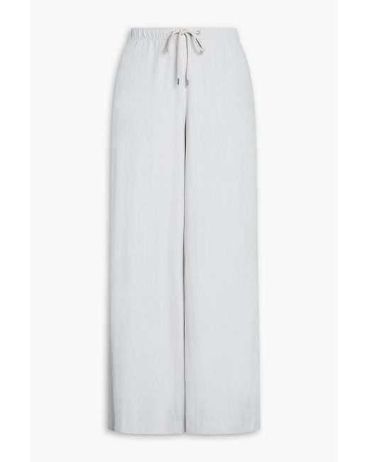 James Perse White Sateen Wide-Leg Pants