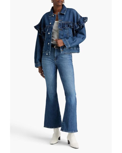 FRAME Blue The Ruffle Denim Jacket