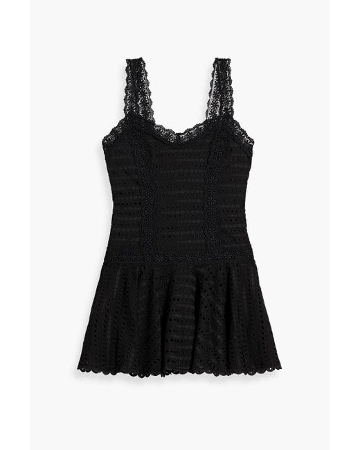 Charo Ruiz Black Jaen Broderie Anglaise Cotton-blend Mini Dress