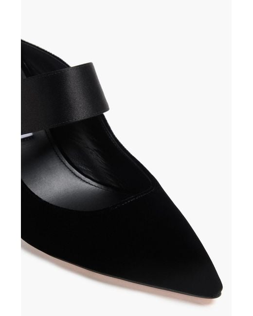 Aquazzura Black Macaron Embellished Velvet Mules