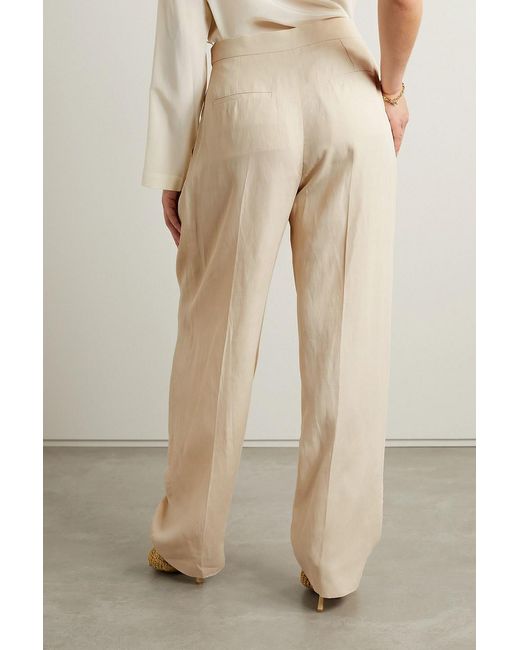 Stella McCartney Natural Pleated Woven Straight-leg Pants