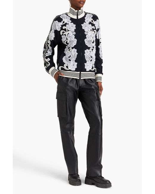 Dolce & Gabbana Black Jacke aus stretch-jersey und chantilly-spitze mit stickereien