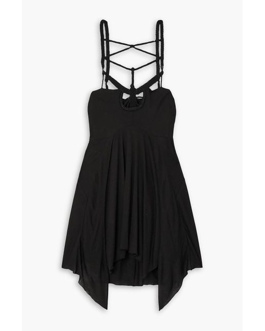 Isabel Marant Black Diana Macramé-trimmed Jersey Mini Dress