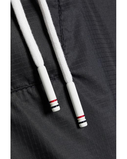 Thom Browne Black Ripstop Hooded Track Jacket for men