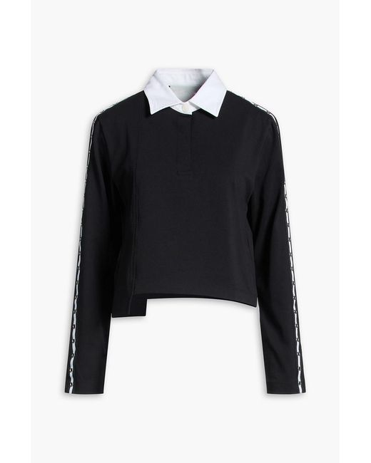 3.1 Phillip Lim Black Eyelet-Embellished Cotton-Jersey Polo Shirt
