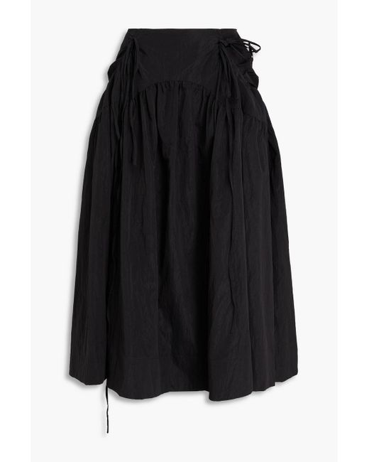 Rejina Pyo Black Anika Gathered Taffeta Midi Skirt