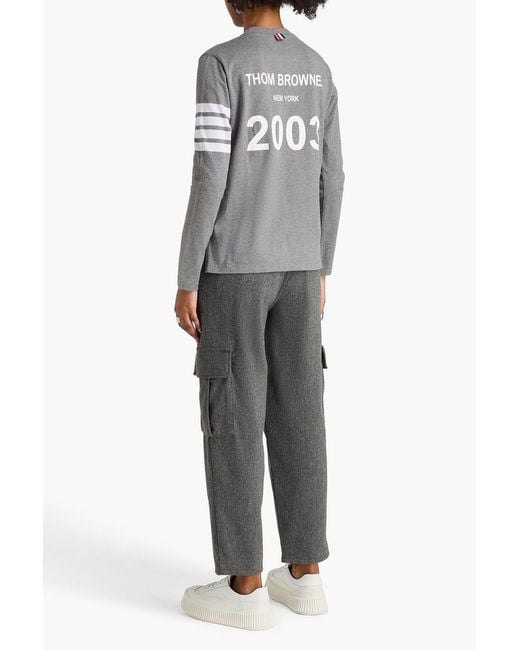 Thom Browne Gray Striped Cotton-Jersey Top