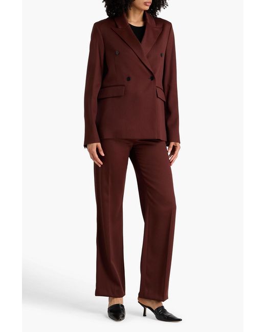 Loulou de Saison Brown Horn Double-Breasted Wool-Blend Twill Blazer