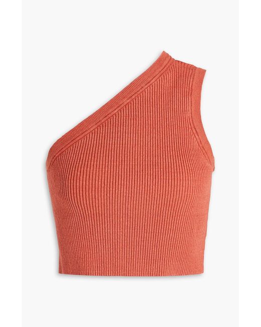 Jacquemus Red Maille One-shoulder Ribbed Linen-blend Top