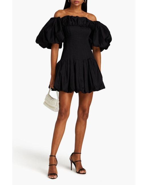Aje. Black Arles Off-the-shoulder Cotton-poplin Mini Dress