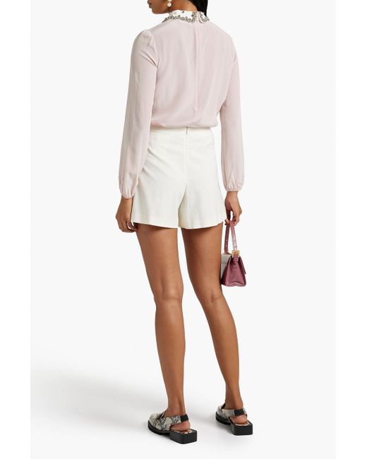 RED Valentino Natural Bow-detailed Twill Shorts
