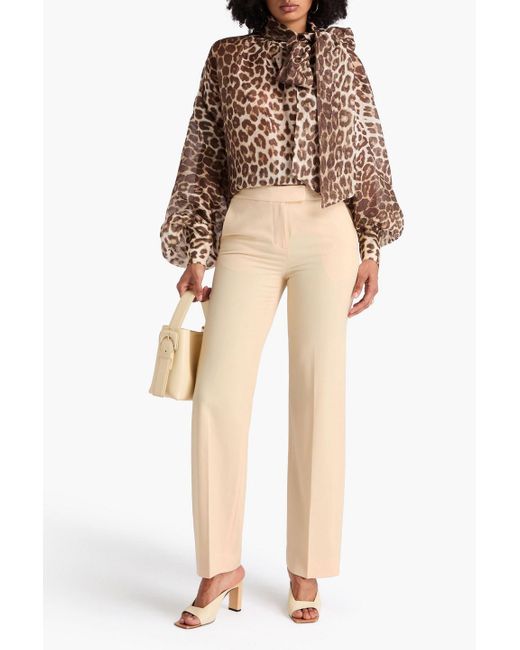 Zimmermann White Wool-Blend Straight-Leg Pants