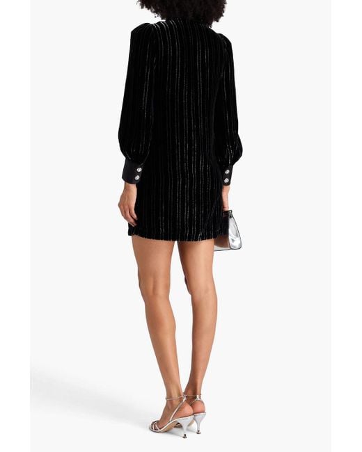Zimmermann Black Metallic Striped Velvet Mini Shirt Dress