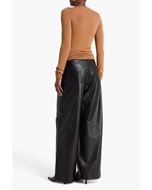 Amiri Black Leather Wide-leg Pants