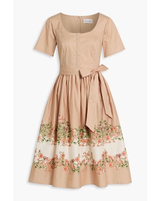 Mikael Aghal Natural Floral-Print Cotton-Blend Poplin Dress