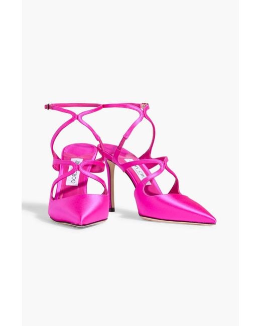 Jimmy Choo Pink Azia 95 Satin Pumps