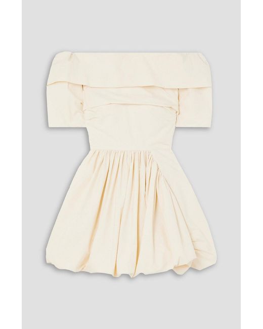Molly Goddard Natural Paisley Off-the-shoulder Gathered Cotton Mini Dress